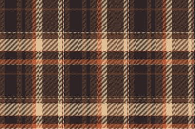 Kumaş arka plan vektörü, karışık desenli dikişsiz ekose. Düğün tekstil desen kontrolü turuncu ve koyu renk.