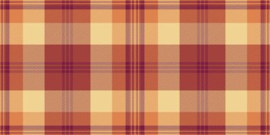 Saf tartan deseni, Rosa kumaş taraması. Kırmızı ve kehribar rengi ile yıl dönümü dokusu pürüzsüz tekstil vektörü.
