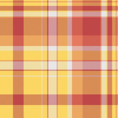 Sıra desenli tartan tekstil, ince dikişsiz ekose arka plan. Mobilya taşıyıcı kumaş kontrol deseni kırmızı ve sarı renklerde.