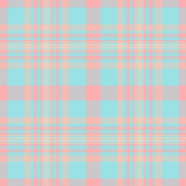 Ekose arka planı özelleştirin, kumaş kumaş dokusunu düzenleyin. Dişilik tekstil vektör deseni kırmızı ve cyan renklerinde pürüzsüz.