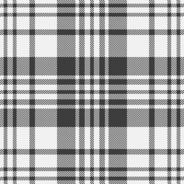 Damarlı desenli tekstil, yıllanmış vektör tartan dikişsiz. Model ekose kumaş arka planını beyaz ve gri renklerle kontrol et.