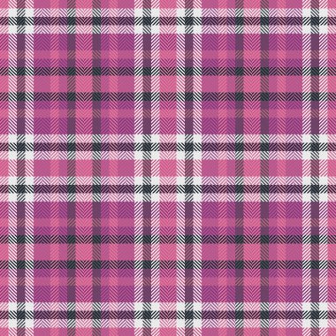 Pembe ve beyaz renklerde kumaş tekstil kontrollü vektör arkaplan desenli kusursuz tartan ekose..