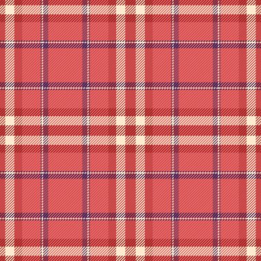 Kırmızı ve morumsu renklerde tartan desenli ekoseli kumaş dikişsiz vektörün tekstil arka planı.