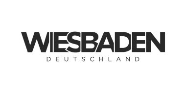 Wiesbaden Deutschland, modern ve yaratıcı vektör illüstrasyon tasarımı. Almanya şehri seyahat afişleri, posterler, web ve kartpostallar için tasarlanmıştır..