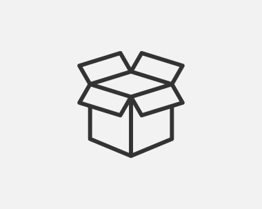 Teslimat vektör simgesi. Kargo karton kutu simgeleri. Karton paket imzalama çizgisi geometrik şekilleri.