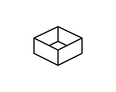 Teslimat vektör simgesi. Kargo karton kutu simgeleri. Karton paket imzalama çizgisi geometrik şekilleri.