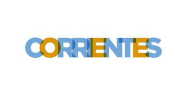 Corrientes in the Argentina emblem for print and web. Design features geometric style, vector illustration with bold typography in modern font. Graphic slogan lettering isolated on white background. clipart