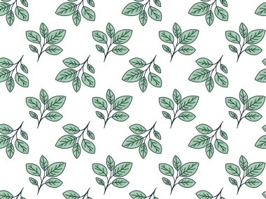 El çizimi çiçek desenli vektör tasarımı. Bitki ve yaprak ile basit bir süs. Kumaş baskı kumaşı.