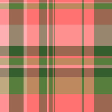 Hobi desen dokusu arka planı, tekrar eden tartan tekstili. Kırmızı ve turuncu renklerde ekosesiz kumaş..