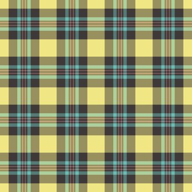 Sarı ve pastel renklerde desenli ekose kumaş vektörü olan dikdörtgen tartanın arka plan tekstil deseni.