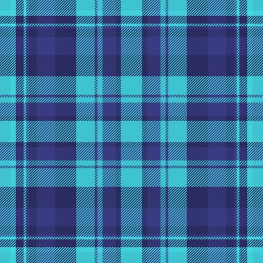 Pamuk arkaplan örneği, kavramsal tekstil dikişsiz kumaş. Mavi ve cyan renklerinde çıplak desen vektör ekose tartan.