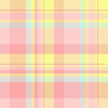 Açık ve kırmızı renklerde kumaş vektör desenli tartan denetim arkaplanının dokusu.