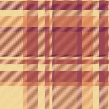 Dekoratif vektör dokusu kontrolü, ticari tartan arka plan ekoseli. Renkli tekstil deseni. Kırmızı ve kehribar rengi, dikişsiz kumaş..