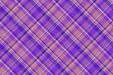 Alan desenini kopyala, geniş desenli kumaş kumaş tartanı. Mutlu noeller mor ve mor renkli tekstil vektör ekoseli.