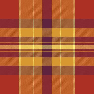 Kusursuz vektör arkaplanını ateşle, tekstil kumaşını kontrol et. Marka ekose desenli kırmızı ve altın turuncu renklerde..