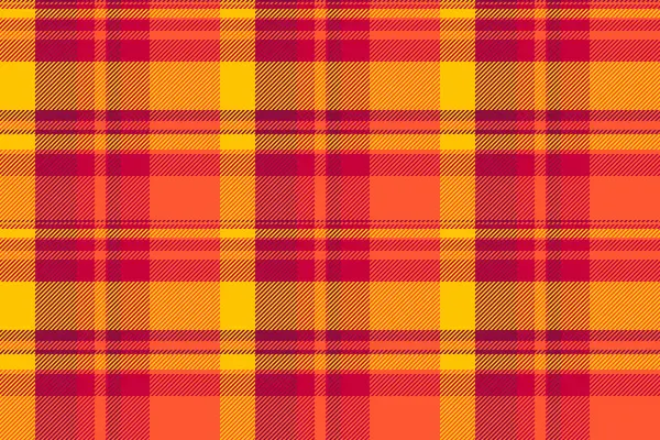 Ürkütücü tekstil geçmişi, atkısız tartan deseni. Şablon ekose vektör dokusu kırmızı ve altın gelincik renginde.