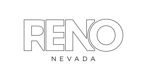 Reno Nevada Eua Tipografia Slogan Design Logotipo América Com Lettering —  Vetores de Stock