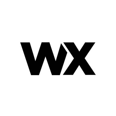 Moda harfi W ve X, WX logo tasarım şablonu. Şirket kimliği için asgari monogram tabanlı logotype.