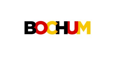 Bochum Deutschland, modern ve yaratıcı vektör illüstrasyon tasarımı. Almanya şehri seyahat afişleri, posterler, web ve kartpostallar için tasarlanmıştır..