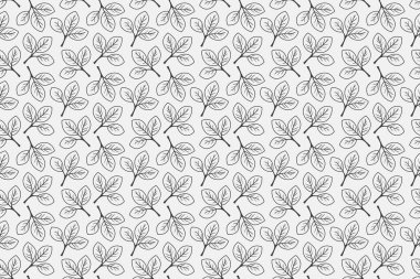 El çizimi çiçek desenli vektör tasarımı. Bitki ve yaprak ile basit bir süs. Kumaş baskı kumaşı.