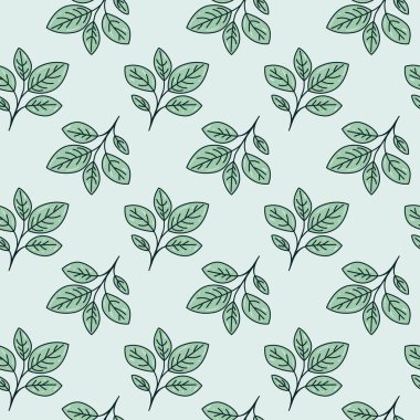 El çizimi çiçek desenli vektör tasarımı. Bitki ve yaprak ile basit bir süs. Kumaş baskı kumaşı.