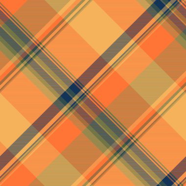 Servis tekstil kumaşı, tazılar pürüzsüz dokuyu kontrol eder. Turuncu ve turuncu kabuklu davetiye desenli tartan arkaplan vektörü.