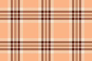 Tekstil denetimli turuncu ve açık renkli tartan ekoseli desen vektörünün arka plan dokusu pürüzsüz.