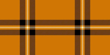 Kumaş kumaş sipariş et. Süslü vektör tartan deseni. Doğrusal arkaplan kontrolü turuncu ve siyah renkli ekoseli.