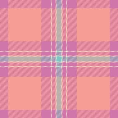 Damalı vektör tartan kontrolü, 1960 'ların dikişsiz ekose dokusu. Kırmızı ve pembe renkli gerçek arkaplan kumaşı deseni.