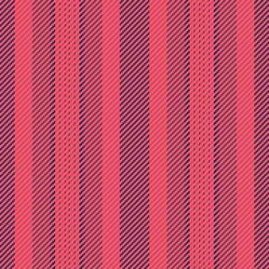 Kumaş tekstil dokusunun dikey vektör deseni çizgili arka planı kırmızı ve pembe renklerde pürüzsüz.
