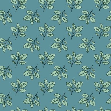 El çizimi çiçek desenli vektör tasarımı. Bitki ve yaprak ile basit bir süs. Kumaş baskı kumaşı.