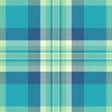 Cyan ve açık renkli kumaş dokusu tekstil ile vektör arkaplan tartanın ekosesiz ekosesini kontrol et.