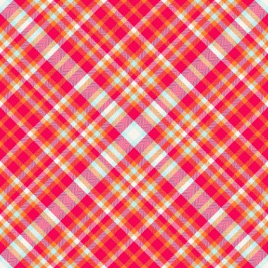 Parlak ve turuncu renklerde kumaş arkaplan vektör kontrolüyle desensiz desenli tartan kumaşı.