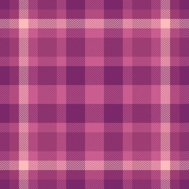 Güzergahı kusursuz vektör kumaş, reklam kontrolü tartan ekose. Pembe ve açık renkli arka plan tekstil dokusu.
