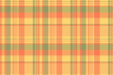 Kehribar ve turuncu renklerde desen dokusu tartan olan kusursuz vektör ekoseli kumaş..