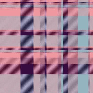 Arka plan vektörünün kumaş dokusu, kırmızı ve pastel renklerde tekstil desenli tartan ile pürüzsüz..