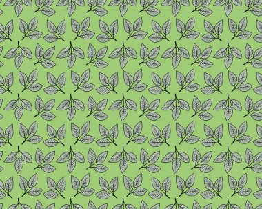 El çizimi çiçek desenli vektör tasarımı. Bitki ve yaprak ile basit bir süs. Kumaş baskı kumaşı.