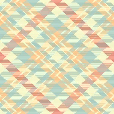 Açık ve turuncu renklerde tartan desen vektörü olan tekstil kumaşının arka planda kusursuz kontrolü.
