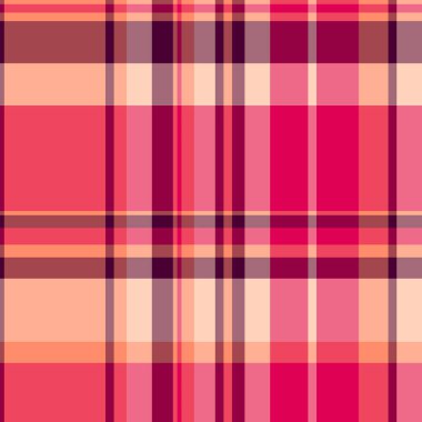 Çizgili vektör kumaş arka plan, yatak kontrol deseni dokusu. Krallık tekstil ekose ekoseli, kırmızı ve pembe renklerde..