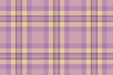 Mor ve pastel renklerde doku deseni vektör arkaplanı olan ekoseli kumaştan tekstil olmayan kumaş..