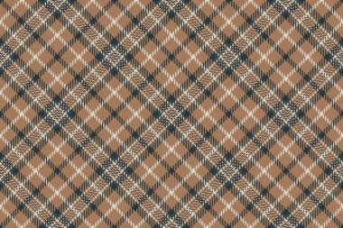 Ekoseli kumaşın turuncu ve koyu renkli tartan kumaş vektörüyle desenli arka planı.