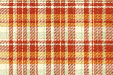 İşgalsiz kumaş tartan, ekose kumaşı tekrar kontrol et. Kırmızı ve mısır ipeği renklerinde çizilmiş vektör kumaş arkaplan deseni.