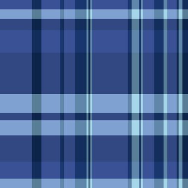 Tercih edilen tekstil arka planı kusursuz, günlük ekose desenli tartan. Mavi ve cyan renkli kumaş dokusu vektörünü kontrol et.