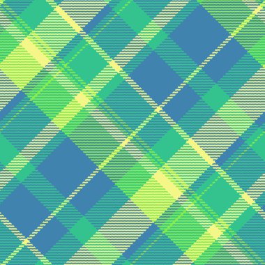 Cyan ve nane renklerinde ekose kumaş vektör desenli dokusu olmayan tartan tekstil kontrolü.