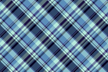 Tekstil arka planı pastel ve mavi renklerde dikişsiz ekoseli kumaş kumaş vektörünün desen tartanını kontrol et.