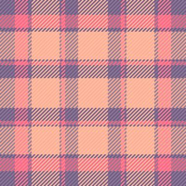 Turuncu ve pastel renklerde kusursuz tekstil denetimi desenli tartan kumaşın arka plan deseni.