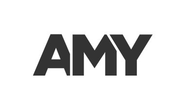 AMY logo tasarım şablonu güçlü ve modern kalın metinlerle. Basit ve minimal tipografi içeren ilk tabanlı vektör logosu. Moda şirket kimliği.