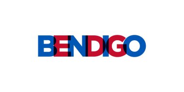 Bendigo in the Australia emblem for print and web. Design features geometric style, vector illustration with bold typography in modern font. Graphic slogan lettering isolated on white background. clipart