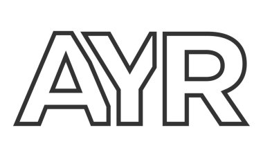 AYR logo tasarım şablonu güçlü ve modern kalın metinlerle. Basit ve minimal tipografi içeren ilk tabanlı vektör logosu. Moda şirket kimliği.
