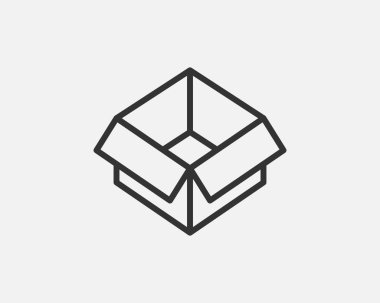 Teslimat vektör simgesi. Kargo karton kutu simgeleri. Karton paket imzalama çizgisi geometrik şekilleri.